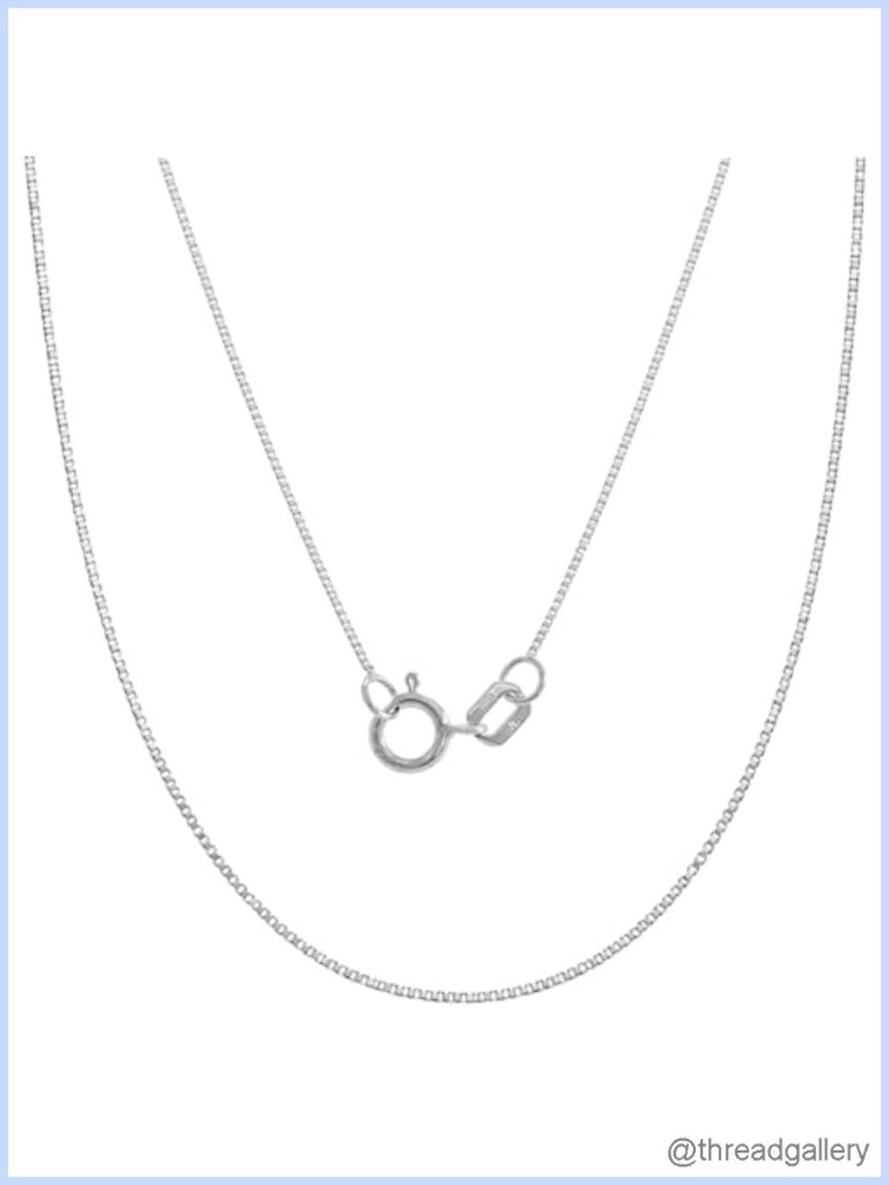 14K Solid White Gold Box Chain Necklace 0.45mm 22" Spring Ring